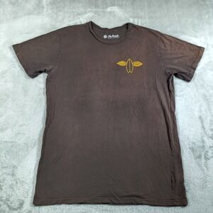 Mollusk Surf Shop Shirt Mens Large Brown Flying Surfboard Angel Made In USA